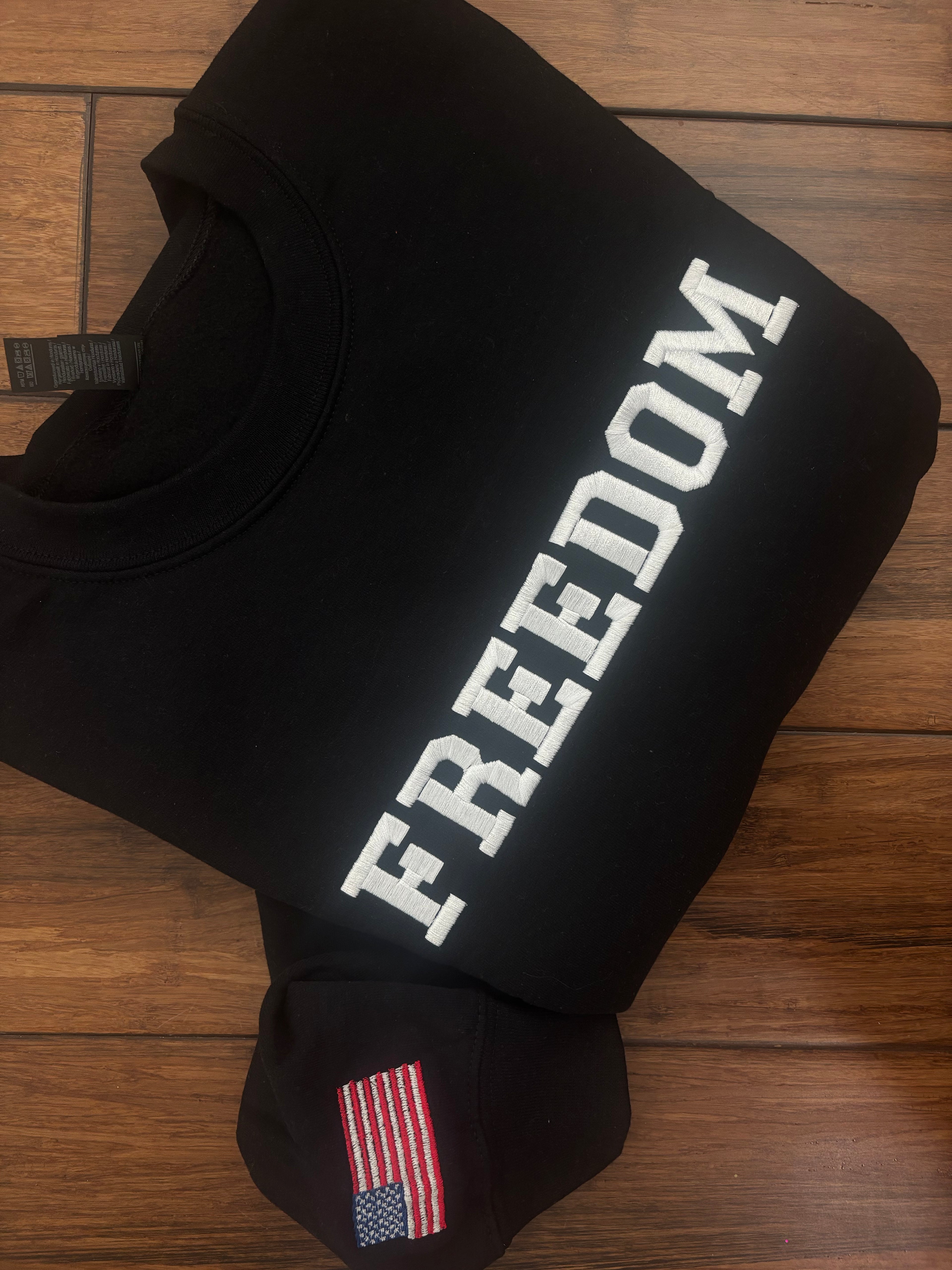 Embroidered Freedom Patriotic Apparel - black