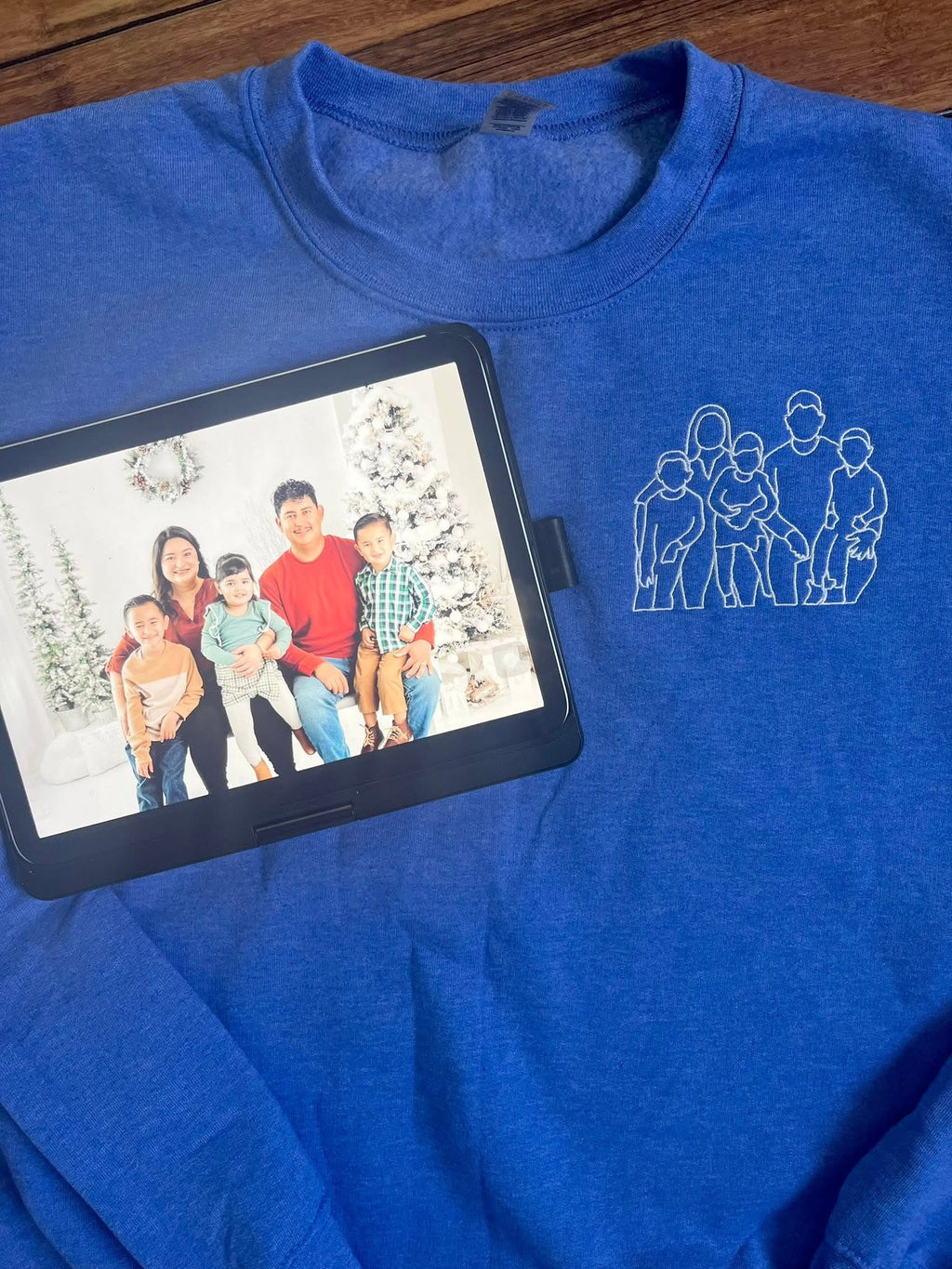 Embroidered outline picture, photo embroidery, custom, photo keepsake, picture sweater, gift, keepsake, personalized