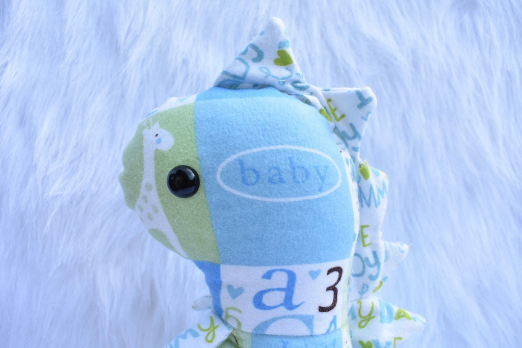 Memory bear dinosaur, memory dinosaur, baby keepsake, personal baby blankets and clothes turned into a memory bear