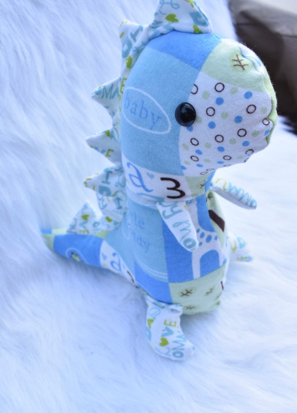 Memory bear dinosaur, memory dinosaur, baby keepsake, personal baby blankets and clothes turned into a memory bear