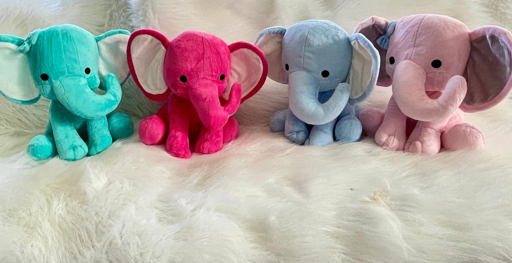 Blank Elephant Plush toy, Elephant Plushie, Colored Elephant for Personalization, Personalization Blank, Pink, Teal, Blue, Blank Elephant