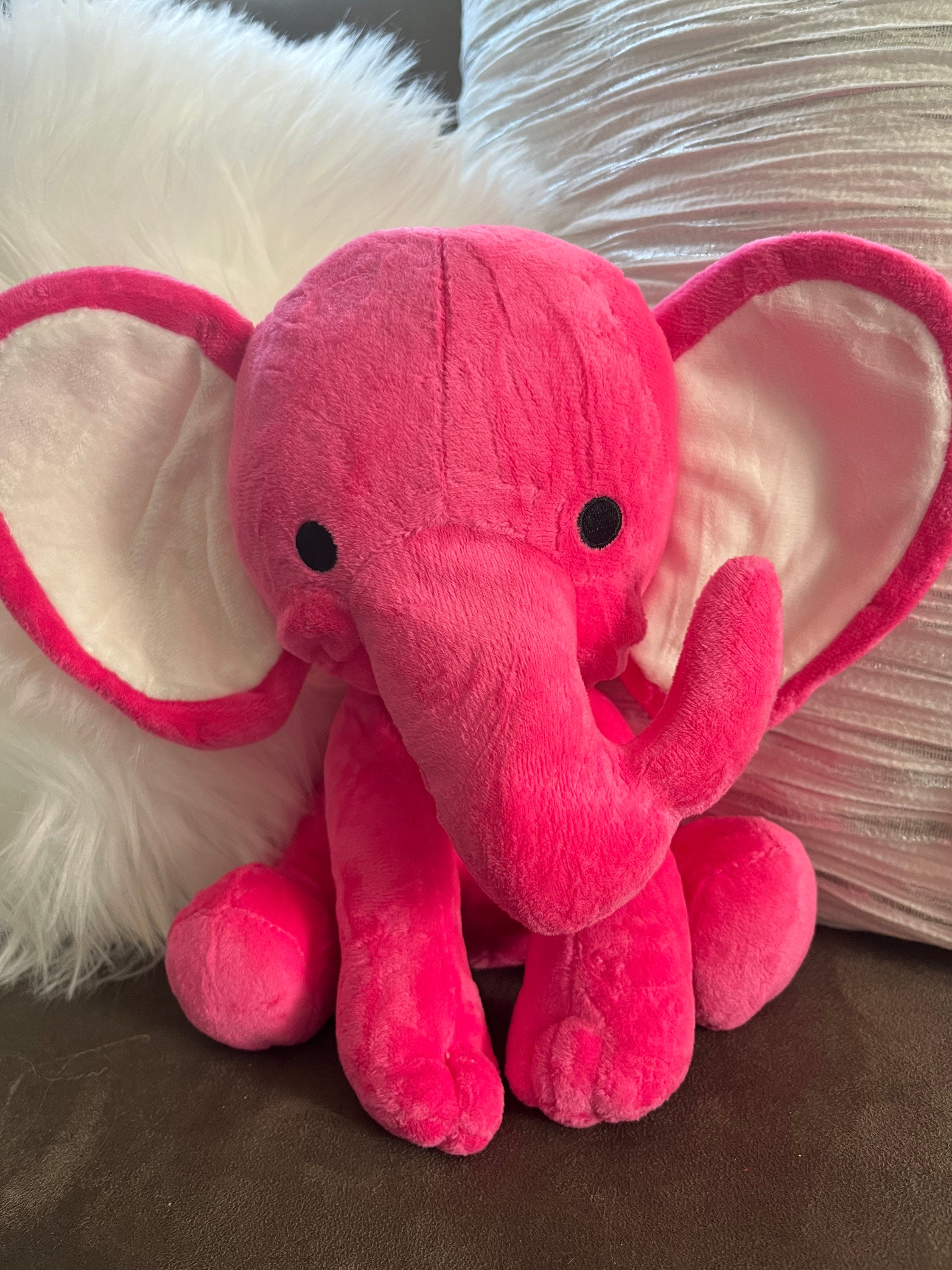 Blank Elephant Plush toy, Elephant Plushie, Colored Elephant for Personalization, Personalization Blank, Pink, Teal, Blue, Blank Elephant