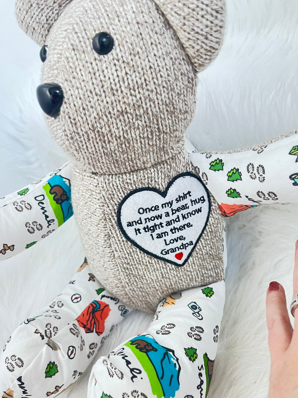 Memory Bear from clothing, Handmade Bear, Bear from loved one's clothing, memory bear patch,gift for fam, keepsake bear, personalized Bear,