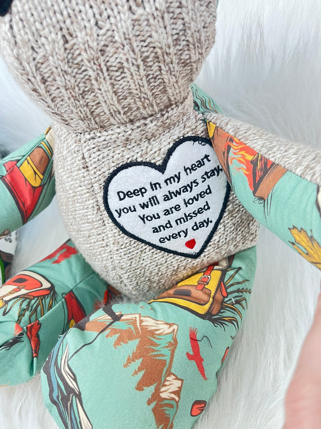 Memory Bear from clothing, Handmade Bear, Bear from loved one's clothing, memory bear patch,gift for fam, keepsake bear, personalized Bear,