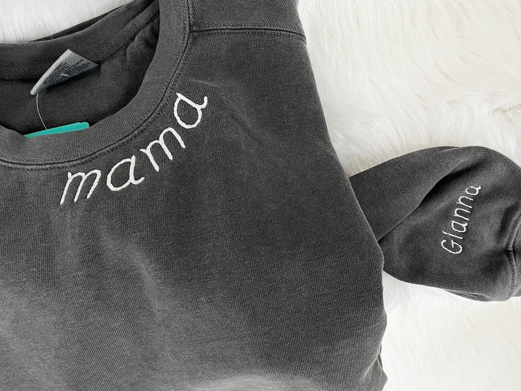 Mama embroidered neck crew