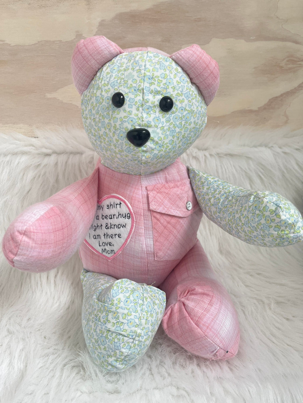 Memory Bear from clothing, Handmade Bear, Bear from loved one's clothing, memory bear patch,gift for fam, keepsake bear, personalized Bear,