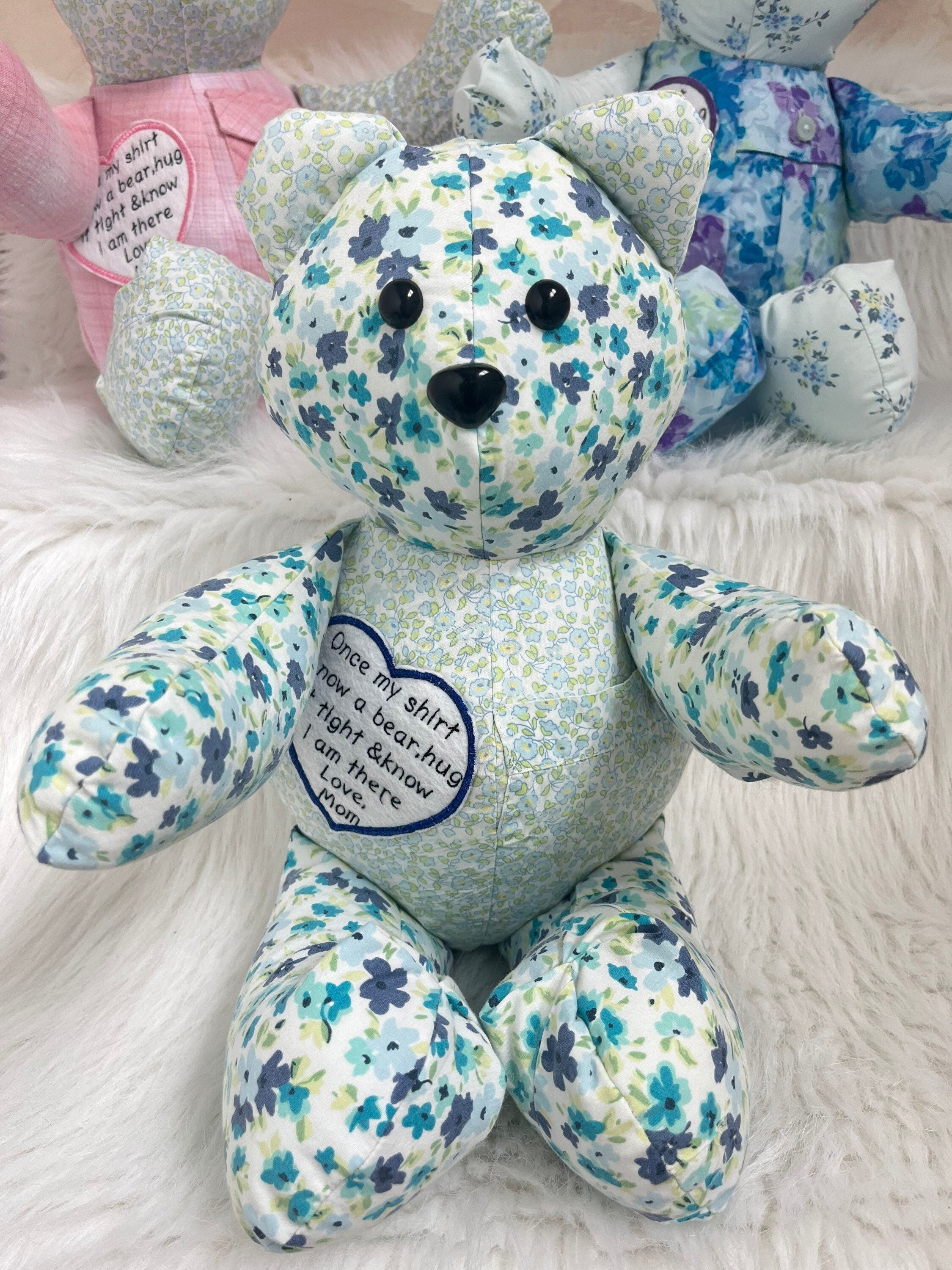 Memory Bear from clothing, Handmade Bear, Bear from loved one's clothing, memory bear patch,gift for fam, keepsake bear, personalized Bear,