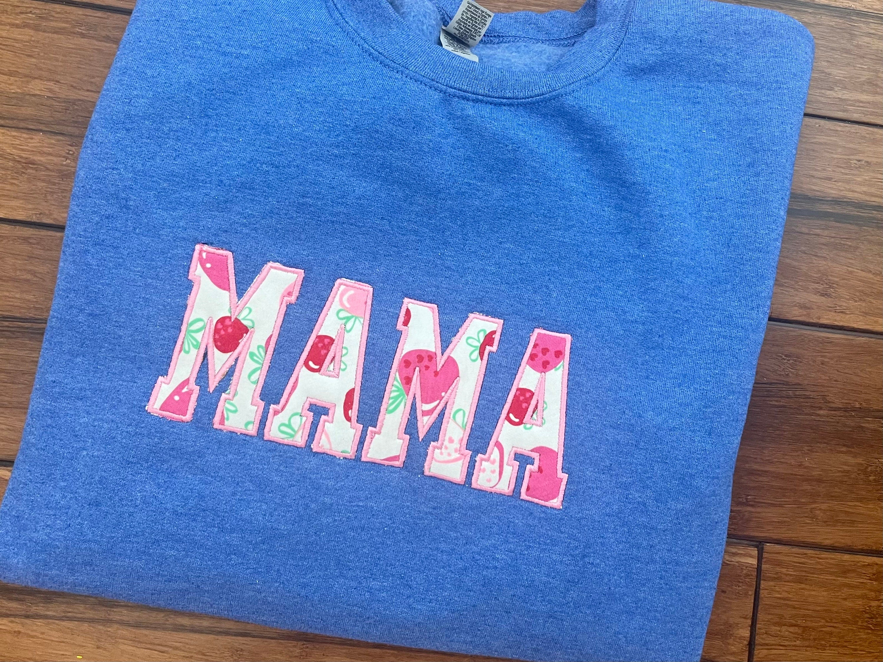 Mama sweater embroidered with baby clothing, personalized sweater, baby outfit, appliqué, keepsake, gift for mom, mama clothing, baby