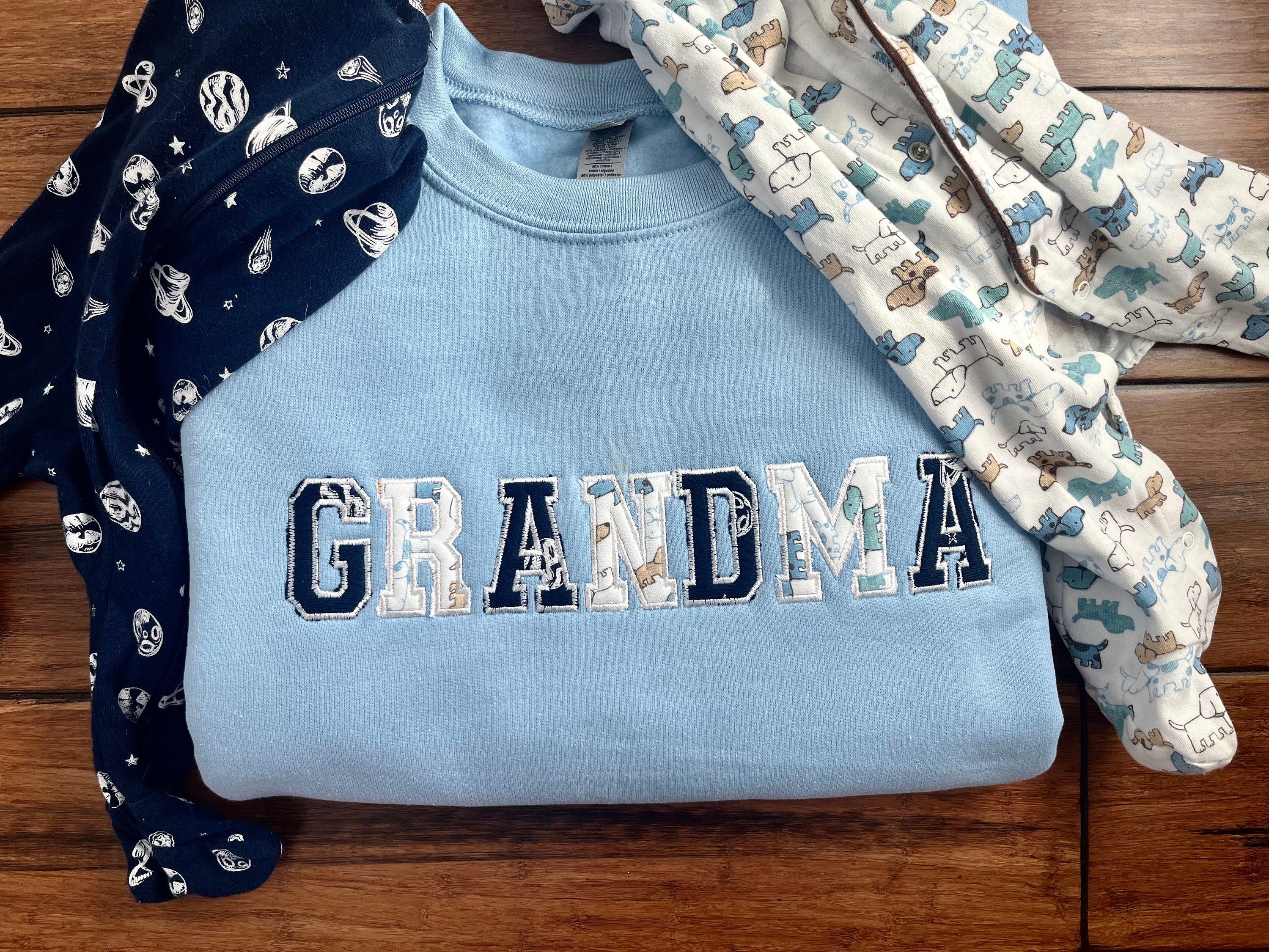 Grandma Embroidered with baby clothing, personalized sweater, baby outfit, appliqué, keepsake, gift for mom, nana, dad, Grammy, clothing