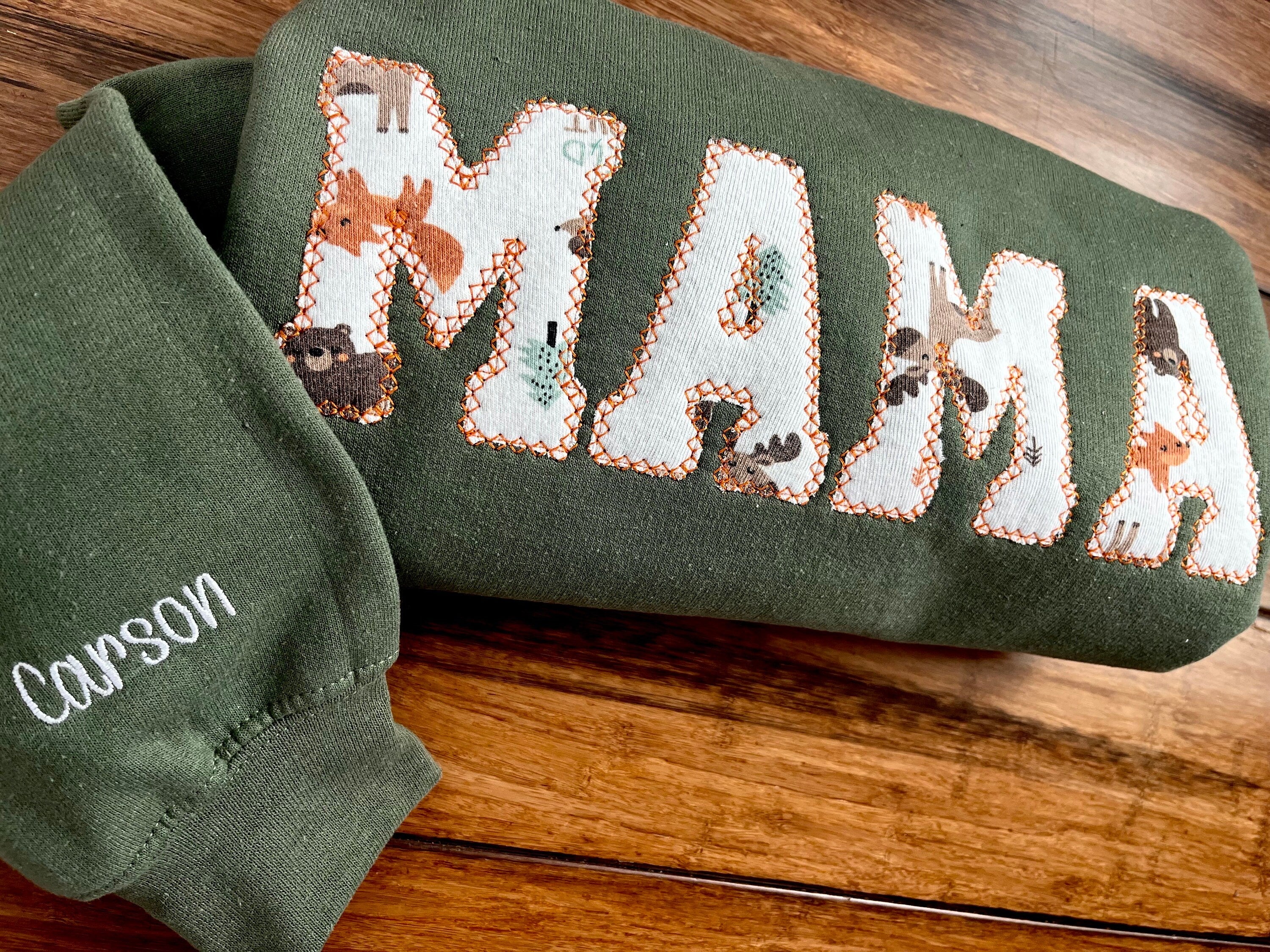 Mama sweater embroidered with baby clothing, personalized sweater, baby outfit, appliqué, keepsake, gift for mom, mama clothing, baby