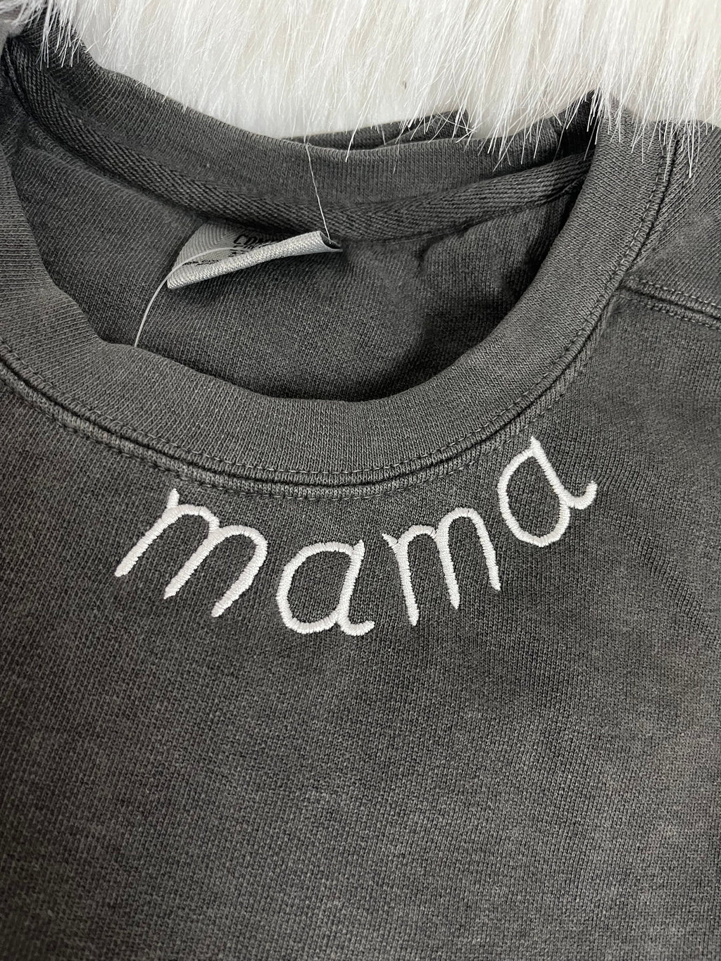 Personalized name on neck sweater, mama, Grammy, gigi, nana, with name on sleeve