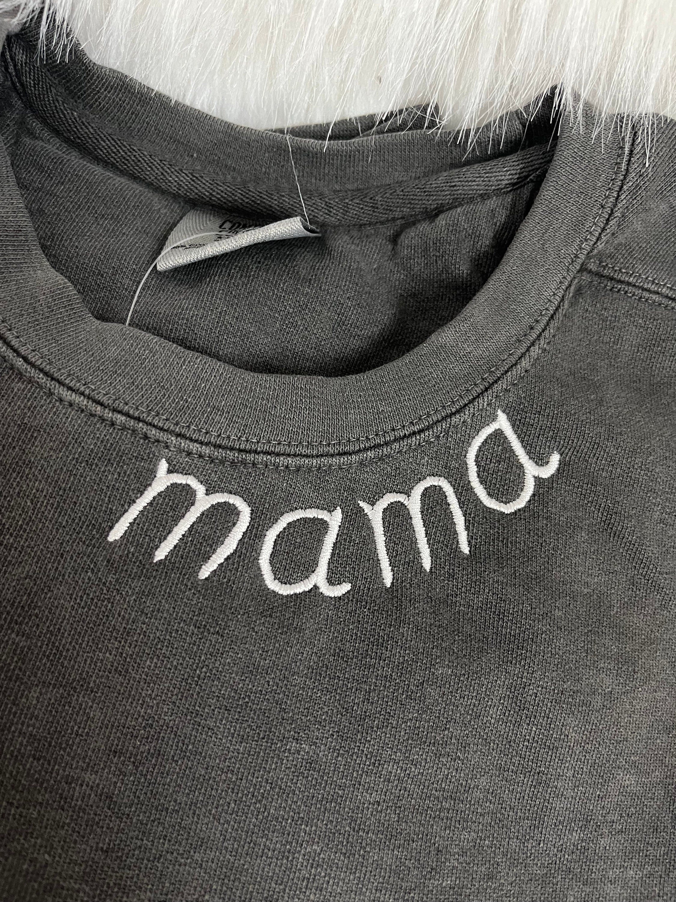 Personalized name on neck sweater, mama, Grammy, gigi, nana, with name on sleeve