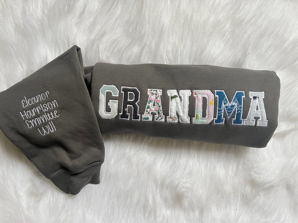 Grandma Embroidered with baby clothing, personalized sweater, baby outfit, appliqué, keepsake, gift for mom, nana, dad, Grammy, clothing
