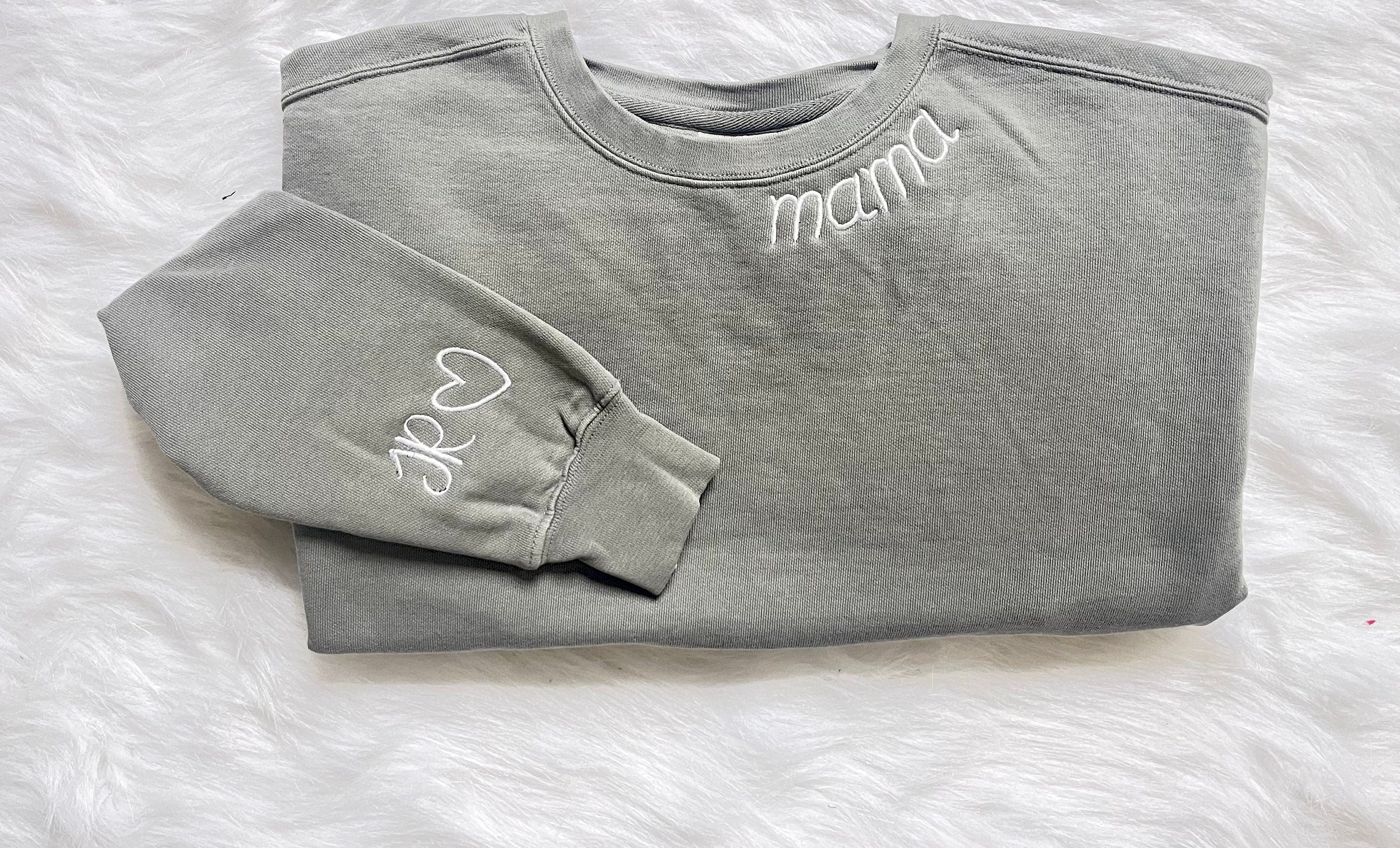 Personalized name on neck sweater, mama, Grammy, gigi, nana, with name on sleeve