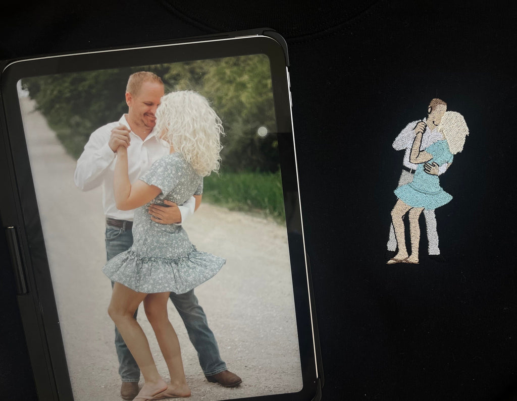 Embroidered detailed picture, photo embroidery, custom, photo keepsake, picture sweater, gift, keepsake, personalized