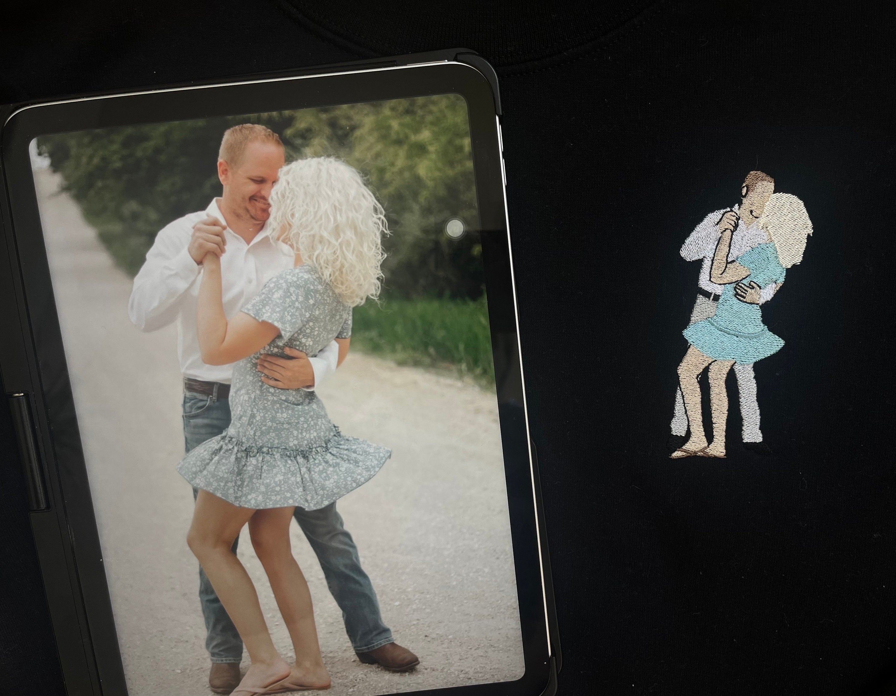 Embroidered detailed picture, photo embroidery, custom, photo keepsake, picture sweater, gift, keepsake, personalized