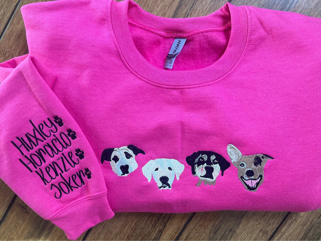 Custom Pet Face Embroidered Crewneck Sweater – Personalized Dog or Cat Embroidery Gift