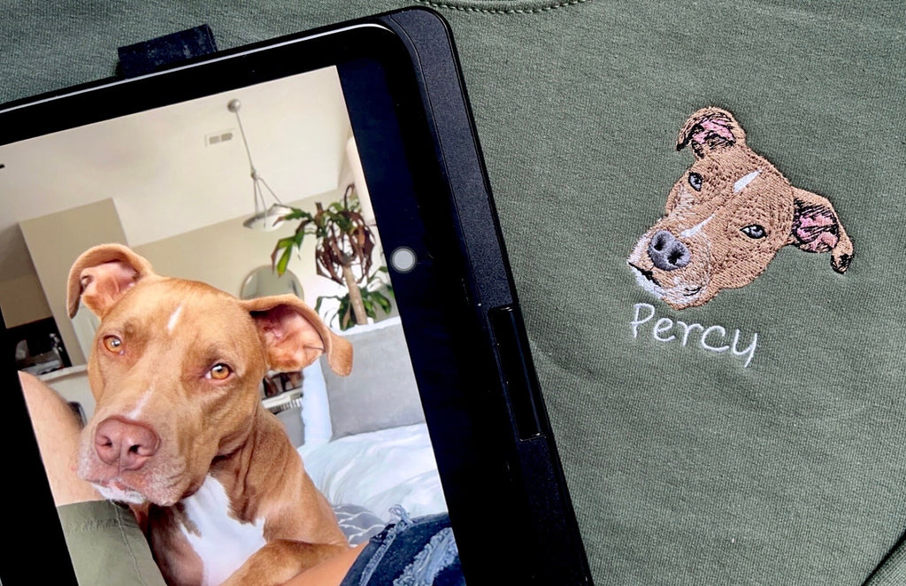 Custom Pet Face Embroidered Crewneck Sweater – Personalized Dog or Cat Embroidery Gift