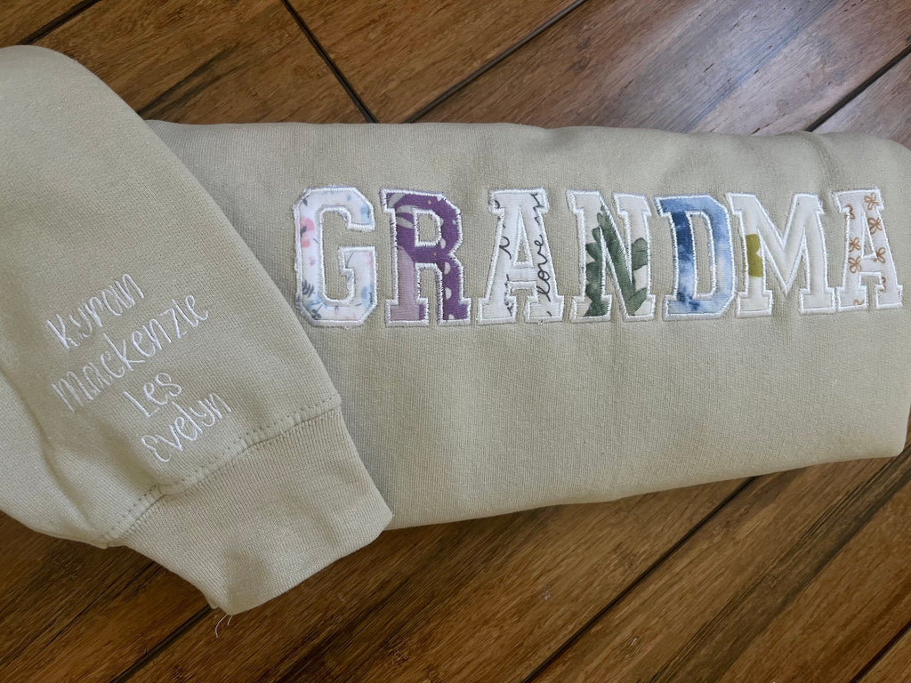 Grandma Embroidered with baby clothing, personalized sweater, baby outfit, appliqué, keepsake, gift for mom, nana, dad, Grammy, clothing