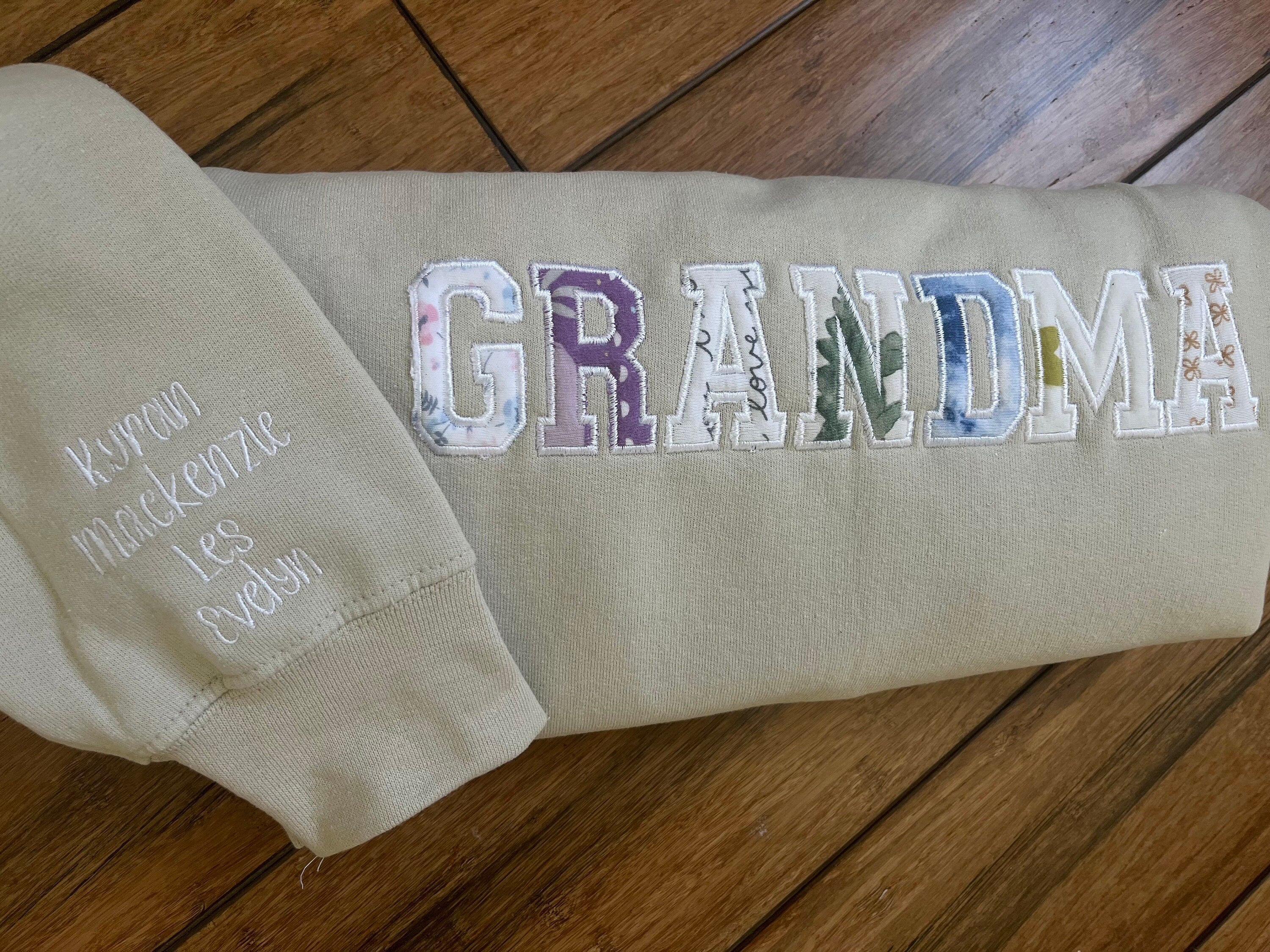 Grandma Embroidered with baby clothing, personalized sweater, baby outfit, appliqué, keepsake, gift for mom, nana, dad, Grammy, clothing