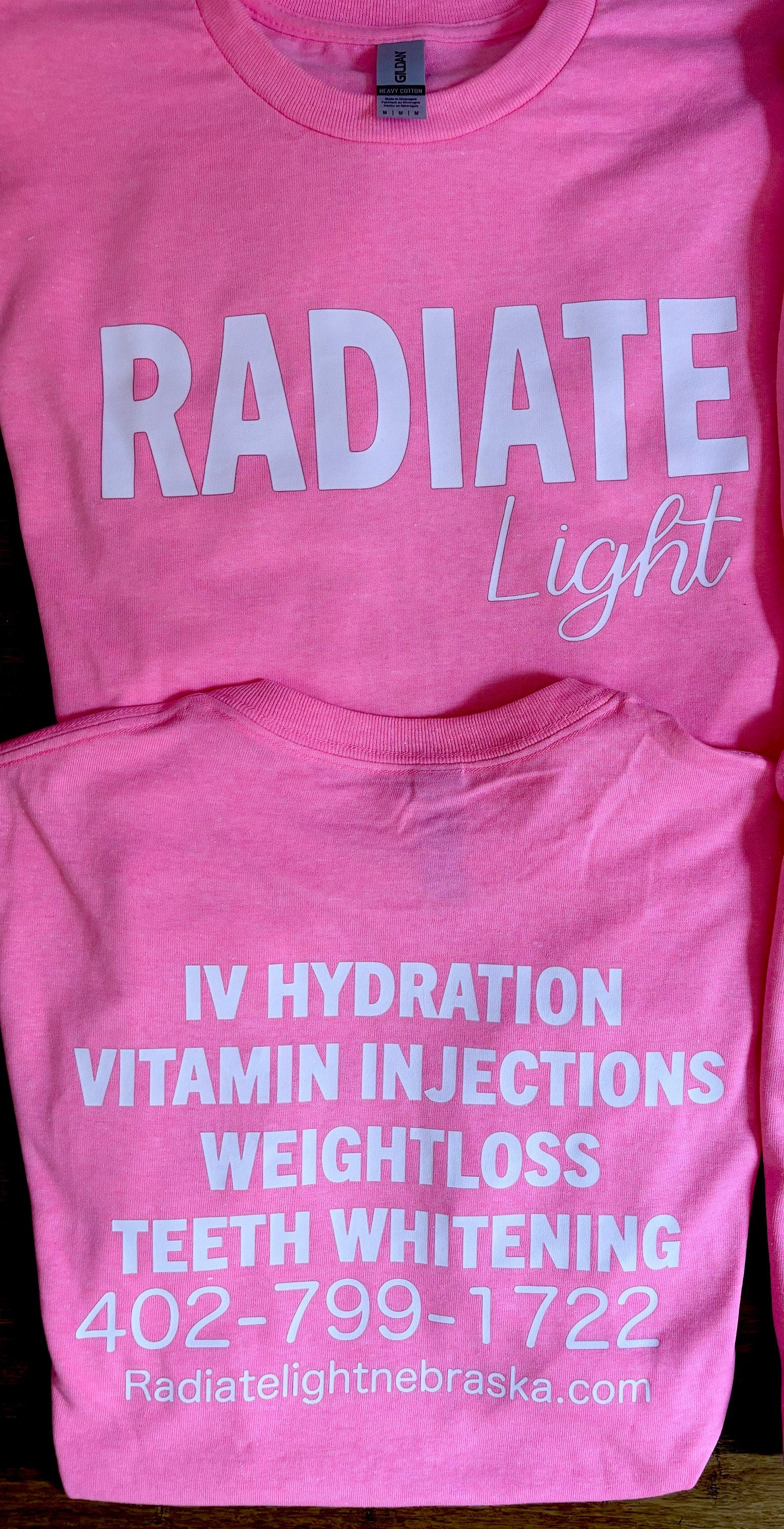 Radiate Light Mobile IV Hydration tshirt for Nebraska and Iowa
