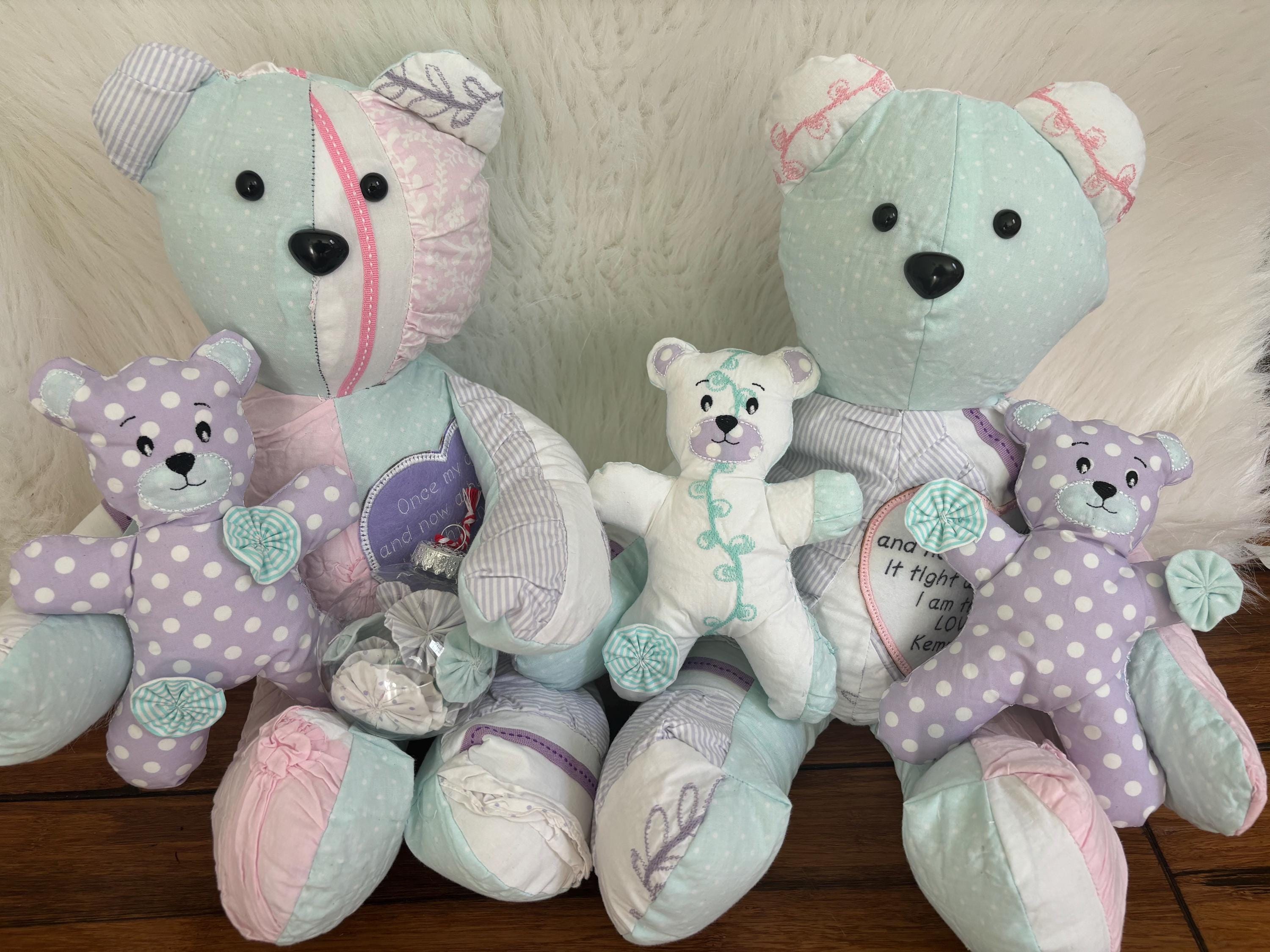 Mini Memory Bear from clothing, Handmade Bear, Bear from loved one's clothing, Fast turn around, gift for fam, keepsake bear, personalized