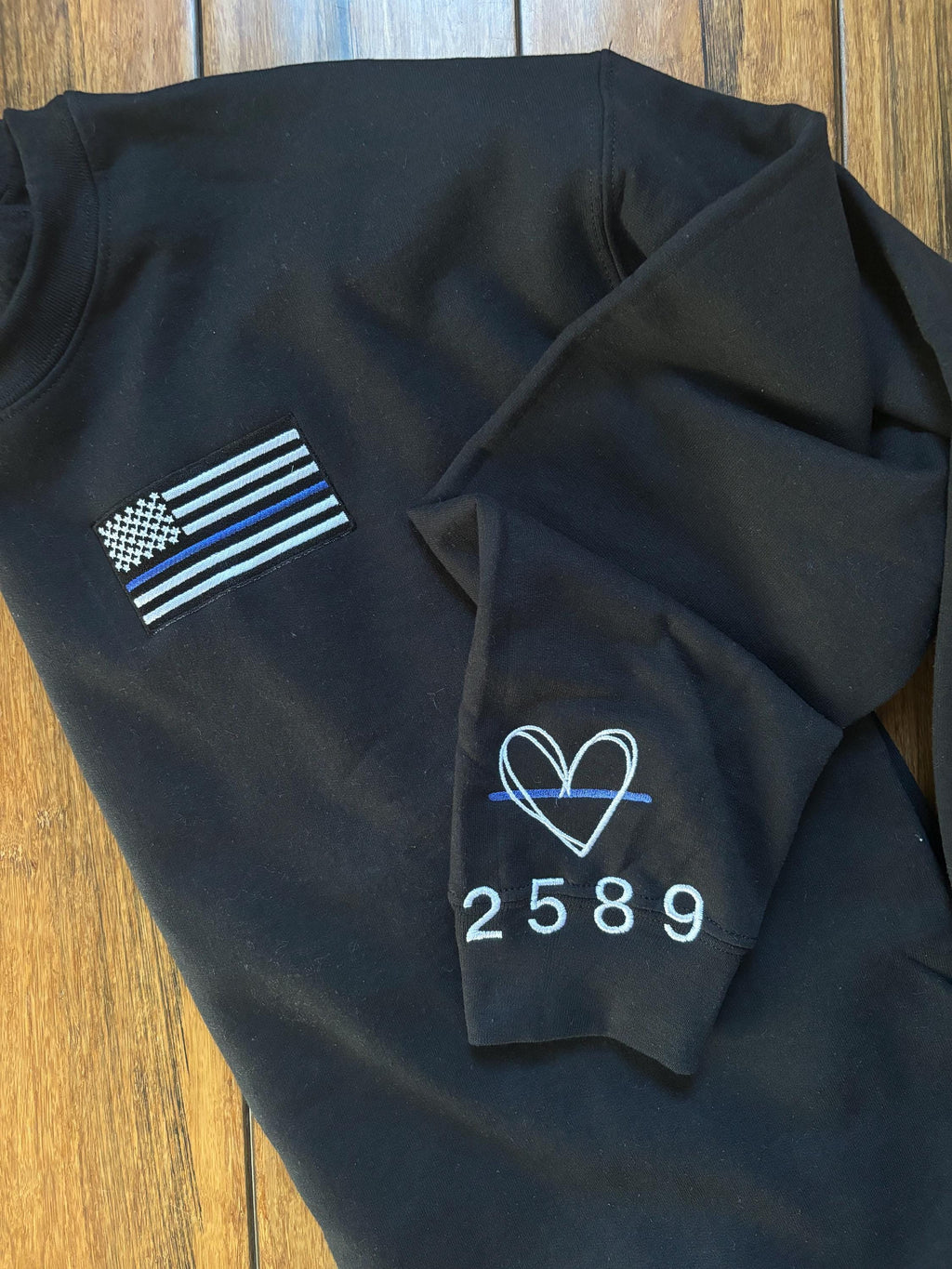 Police Officer Flag and Heart sweater
