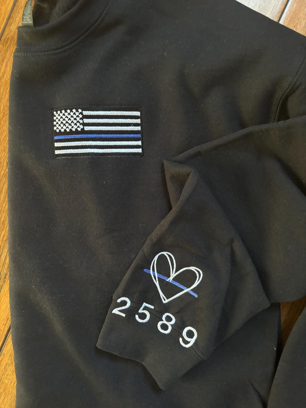 Police Officer Flag and Heart sweater