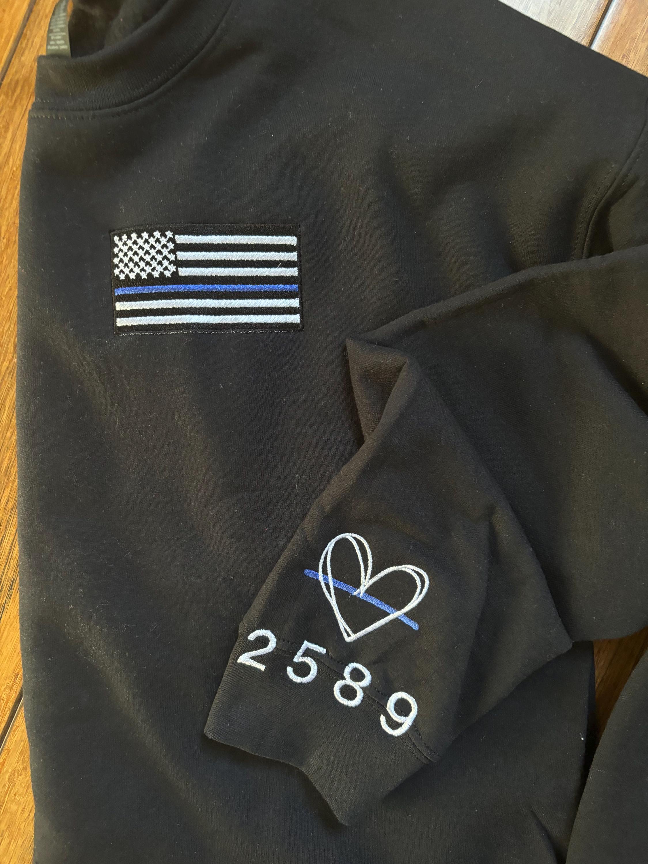Police Officer Flag and Heart sweater