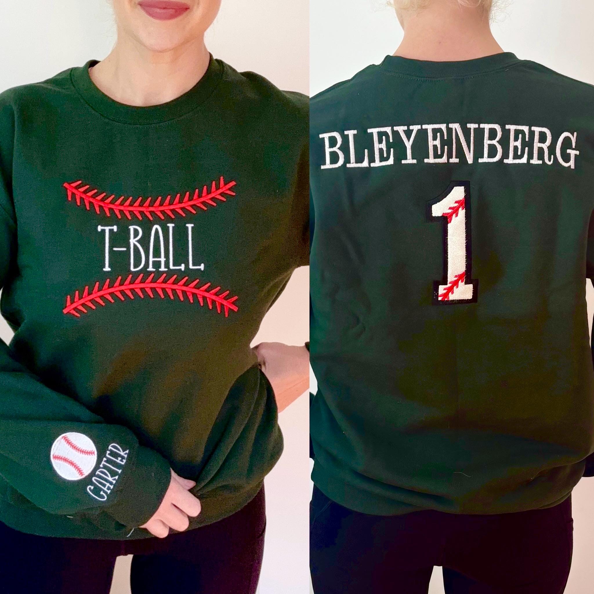 Tee ball, Baseball, Softball, Custom Embroidered Sweater, multiple color options, personalized numbers, spring ball, lets play ball