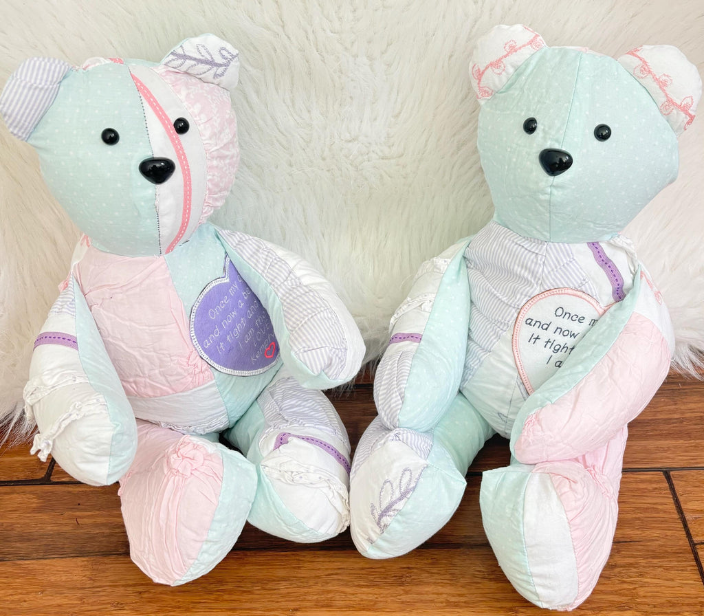 Memory Bear from clothing, Handmade Bear, Bear from loved one's clothing, Fast turn around, gift for fam, keepsake bear, personalized Bear