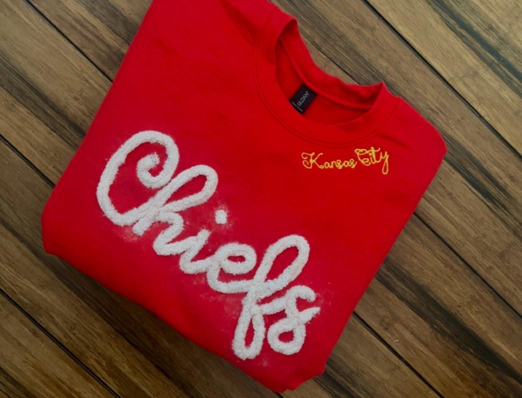 Personalized Chenille Letter Sweatshirt – Custom Embroidered Name Sweater – Bridesmaid Gift / Team Spirit Pullover